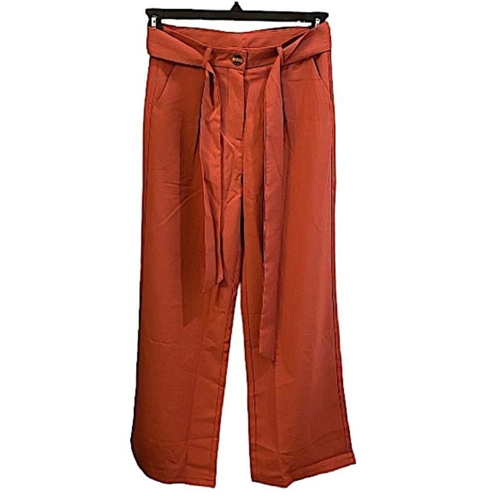 Wide Leg Pants Classic Women's Size Small New With Sash Casual Corpcore